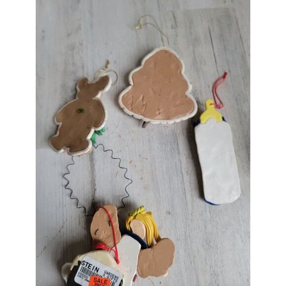 Vintage gingerbread cake Angel Baby Bottle teddy bear ornament unique set Xmas - Picture 8 of 8